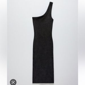 NWT Zara Ribbed One Shoulder Bodycon Midi Dress